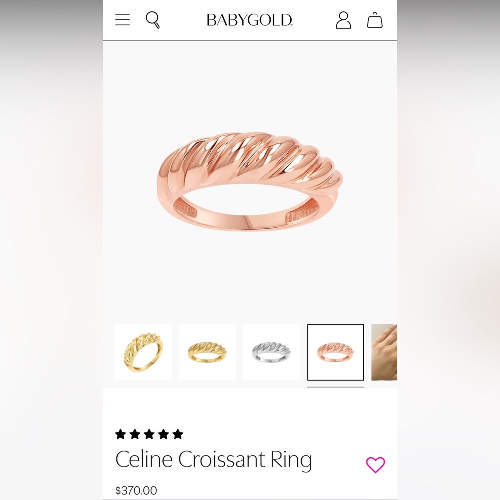 BabyGold 14k Rose Gold Celine Croissant Ring